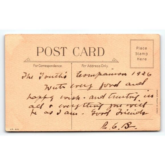 Vintage 1926 Christmas Greetings Postcard with Bluebirds & Holly - Picture 2 of 2